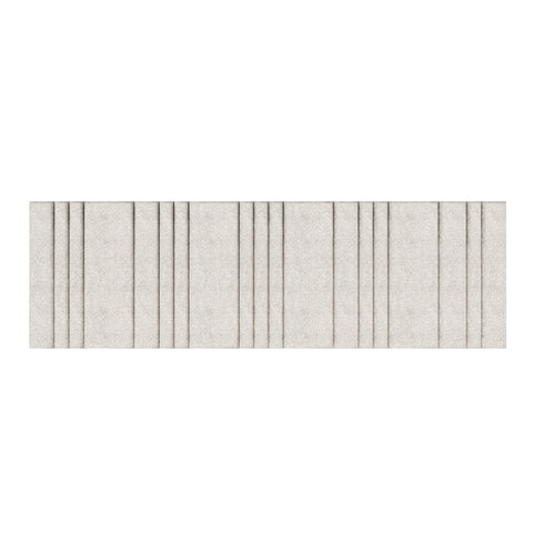 Beige headboard op maat met asymmetrische verticale banen in moderne stoffering